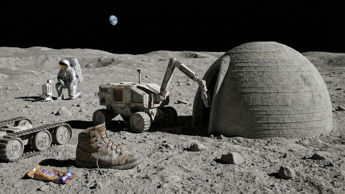 Auf dem Mond leben: So werden die ersten von Robotern gebauten Häuser aussehen