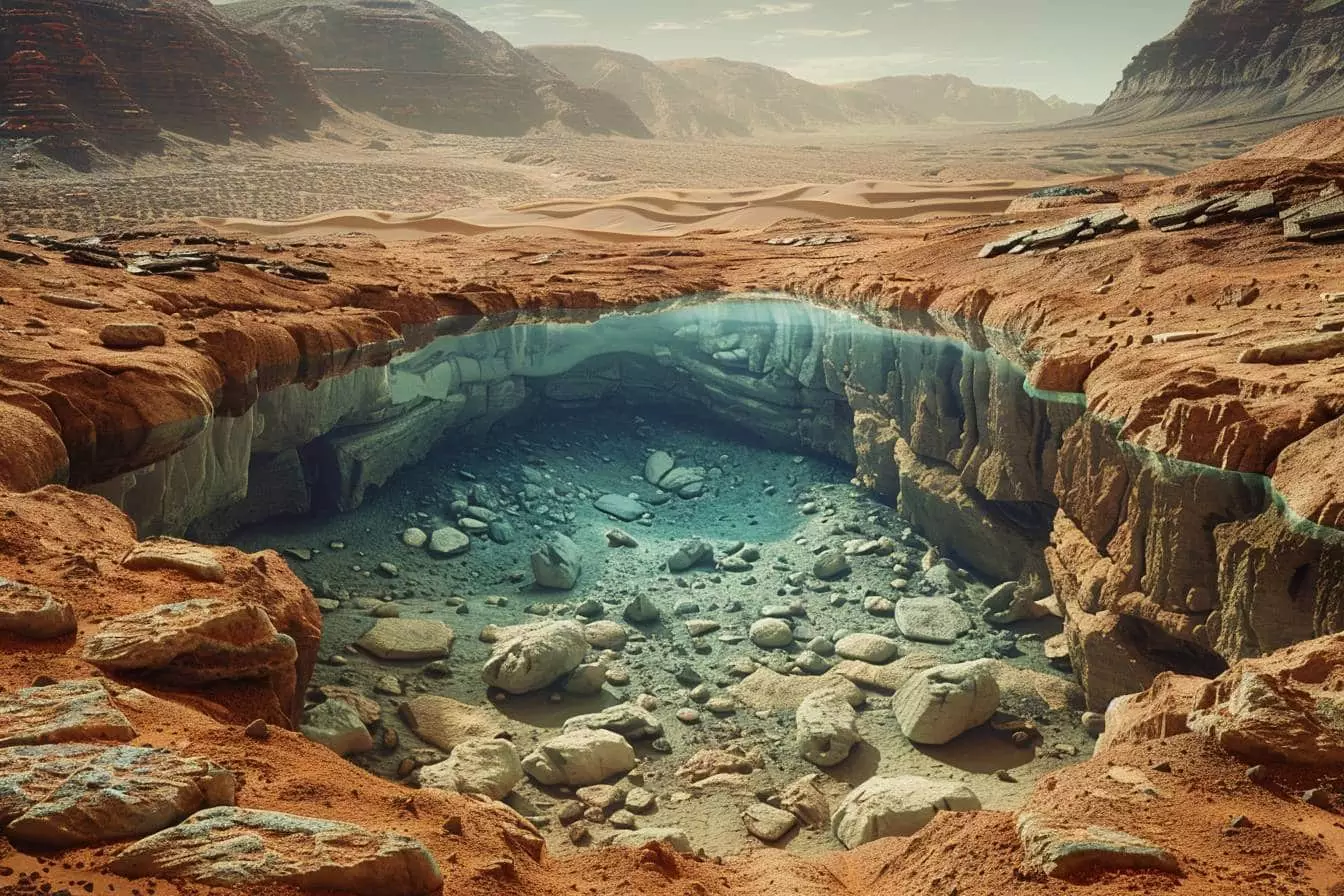 immense wasserreserven, die unter dem marsäquator verborgen sind