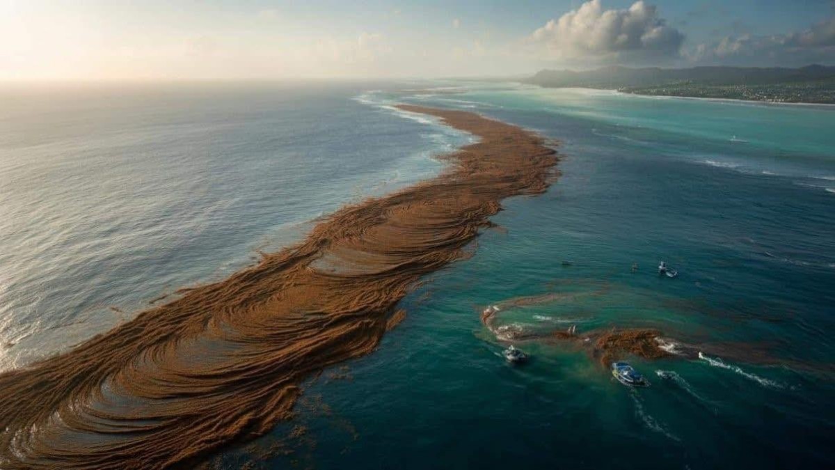 das „braune band“, das inzwischen aus dem all sichtbar ist, wächst weiter im atlantik